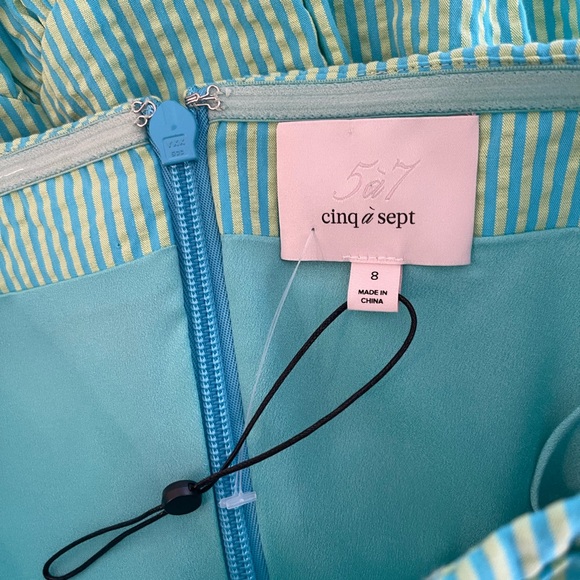 NEW CINQ A SEPT Maurice Strapless Cotton Seersucker DRESS $425 Size 8 - Picture 10 of 12